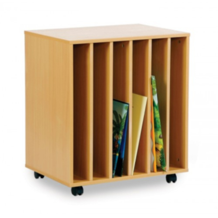 Maple Double Sided Mobile Bookcase with Angled and Horizontal Shelves