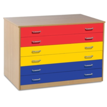 A1 Paper Static Wooden Storage Unit with Coloured Drawers