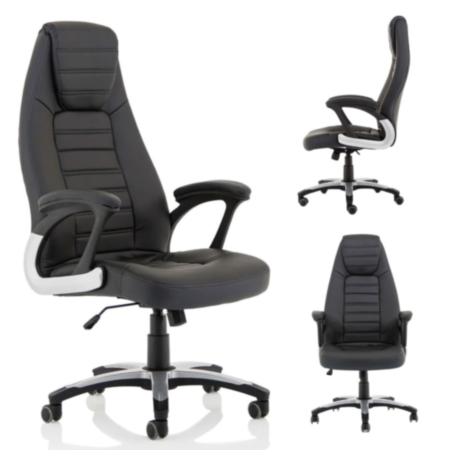 Metropolis High Back Black Leather Look Office Chair