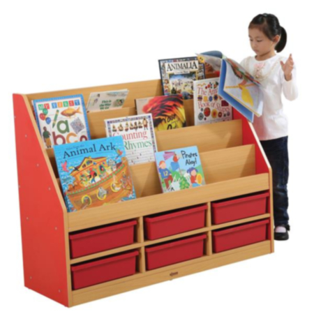Milan Tiered Early Years Classroom Bookcase with 6 Shallow Trays 
