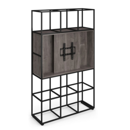 Flux Modular Storage Triple Frame Media Unit with Tv Bracket and Whiteboard On Reverse