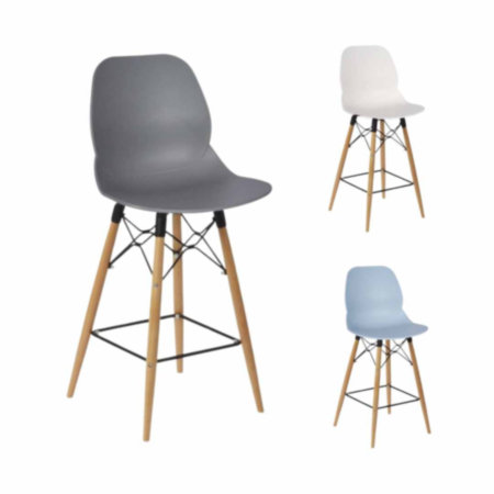 Shoreditch Recycled Plastic Mid Height Stool K Frame - Beech Legs