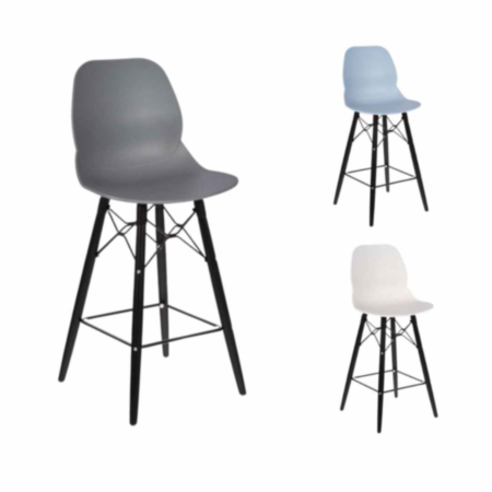 Shoreditch Recycled Plastic Mid Height Stool K Frame - Black Legs