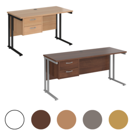 Straight Desk with 2 Drawer Pedestal 