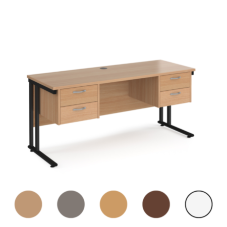 Maestro 25 Straight Office Desk with 2 X Two Drawer Pedestal and Cantilever Leg Frame