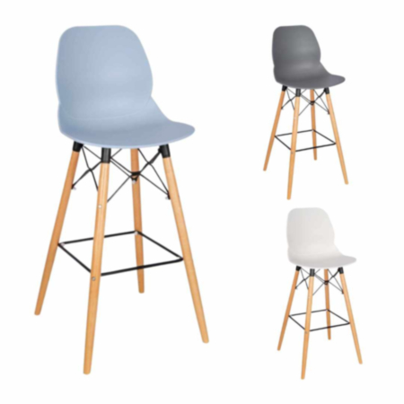 Shoreditch Recycled Plastic High Stool K Frame - Beech Legs