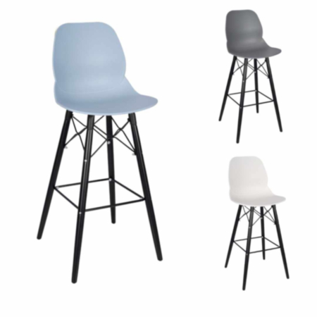 Shoreditch Recycled Plastic High Stool K Frame - Black Legs