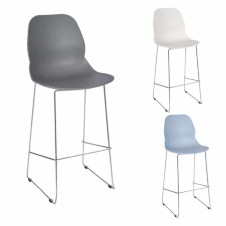 Shoreditch Recycled Plastic High Stool E Frame - Metal Frame
