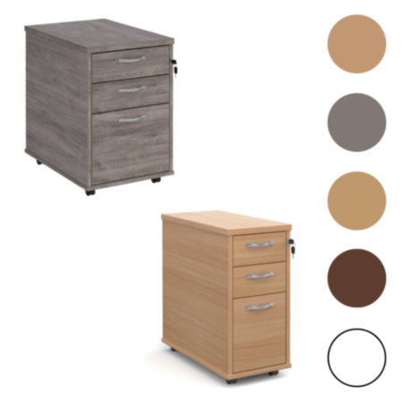 Tall Slimline Mobile 3 Drawer Pedestal