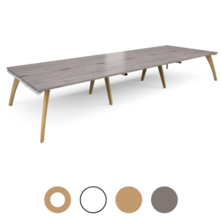 Fuze 6 Person Wooden Frame Cluster Bench Office Desking