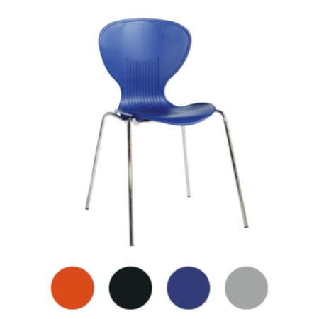 Sienna Plastic One Piece Shell Chair with Chrome Legs - Set of 4