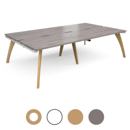 Fuze 4 Person Wooden Frame Cluster Bench Office Desking