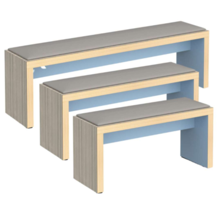Slab Benching Solution Low Bench with Upholstered Seat Pad - Made To Order