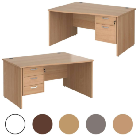 Maestro 25 Wave Left/Right Hand Office Desk with 2/3 Drawer Pedestal