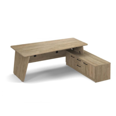 Anson Executive Desk with Panel End Legs- Barcelona Walnut - 2000mm x 1000mm with 1600mm deep return 