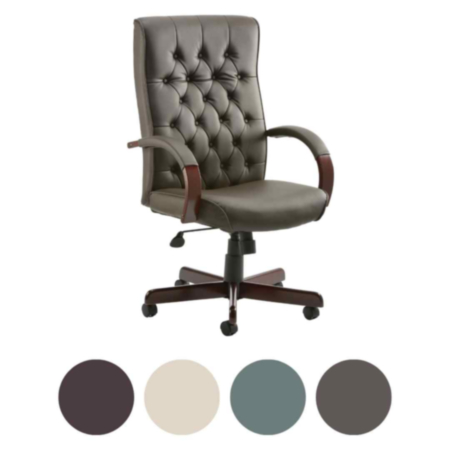 Chesterfield Leather Executive Office Chair - Padded Arms 