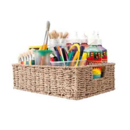 Indoor Storage Rectangular Seagrass Shallow Basket-Small
