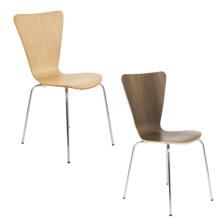 Picasso Lite Polished Veneer Bistro Chair with Chrome Frame