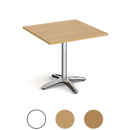 Roma square dining table with 4 leg chrome base 800mm 
