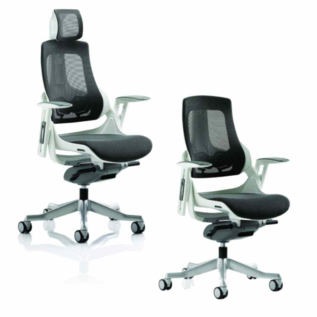 Zure Charcoal Executive Mesh Office Chair - White Frame 