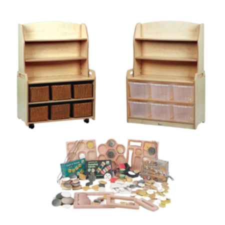Millhouse Wooden Welsh Dresser Display Storage Sideboard and Loose Counting &amp; Sorting Parts Kit