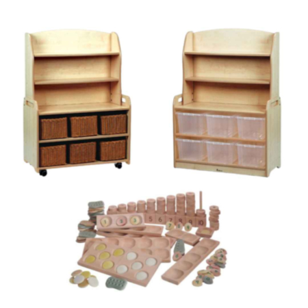 Millhouse Wooden Welsh Dresser Display Storage Sideboard and Indoor Maths Counting Kit