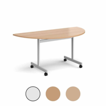 Semi Circular Flip Top Office Meeting Table With Silver Frame