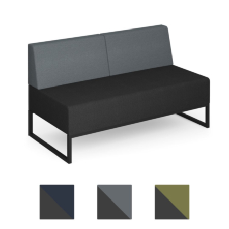 Nera Modular Soft Seating Double Bench with Double Back and Black Frame