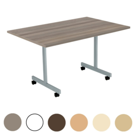 One Eighty Tilting Rectangular Table with Silver Legs 