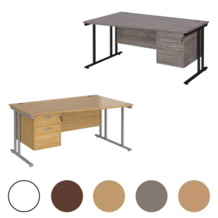 Maestro 25 Left/Right Hand Wave Office Desk with 2/3 Drawer Pedestal