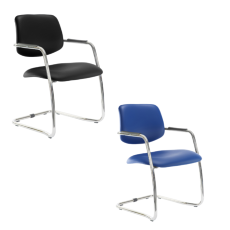 Tuba Chrome Cantilever Frame Boardroom Chair - Vinyl