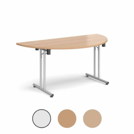 Semi Circular Folding Leg Office Table with Straight Foot Rails 
