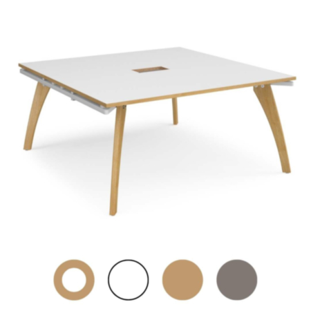 Fuze Square Modular Office Boardroom Table with Wooden Frame and Power Module Cut Out