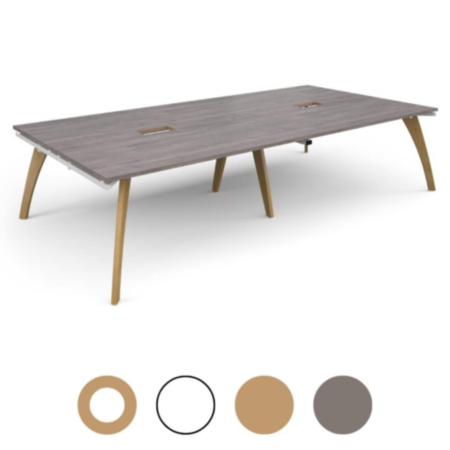 Fuze Rectangular Modular Office Boardroom Table with Wooden Frame and Power Module Cut Out