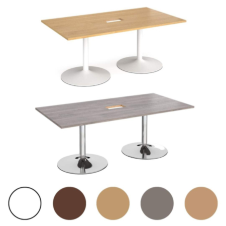 Metal Trumpet Base Rectangular Office Boardroom Table with Power Module Cut Out