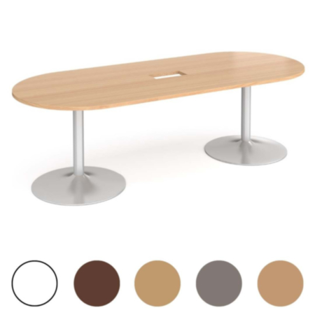 Metal Trumpet Base D-End Office Boardroom Table with Power Module Cut Out