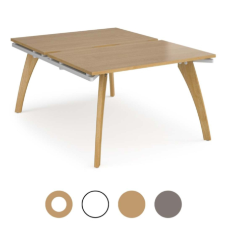 Fuze 2 Person Wooden Frame Cluster Bench Office Desking