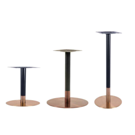 Zeus Rose Gold Steel Small Cafe Bistro Table Base - 3 Sizes