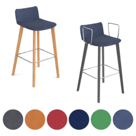 Remy Breakout Upholstered High Stool with Oak Legs
