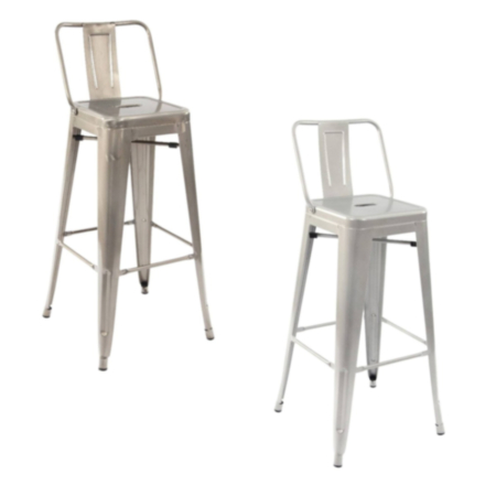 Paris Retro Metal Cafe Bistro Bar Stool With Back