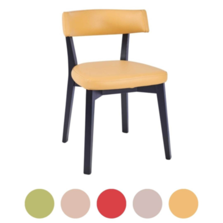 Christa Faux Leather Upholstered Side Chair with Wooden Black Frame