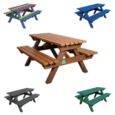 Heavy Duty Recycled Outdoor Plastic Public Picnic Bench - 6 Seater