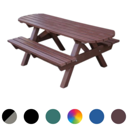 Heavy Duty Recycled Plastic 6 Seater Picnic Bench with Extended Top for Wheelchair Access