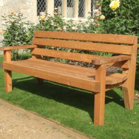 2-3 Seater Wooden Outdoor Park Bench with Arms