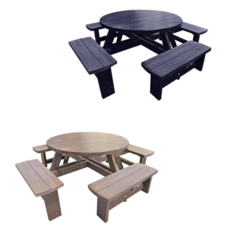Hummingbird Junior Recycled Plastic Round Outdoor Picnic Table - 8 Seater