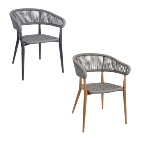 Madrid Rope Effect Cafe Bistro Armchair with Aluminium Frame