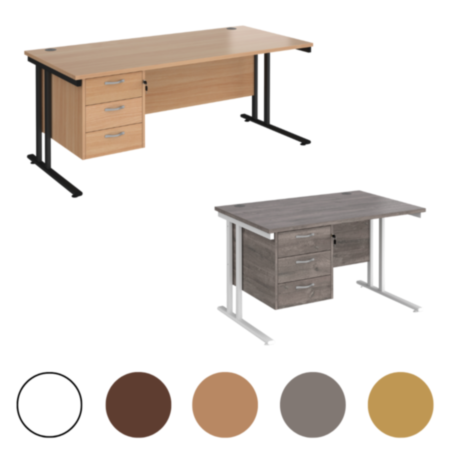 Maestro 25 Straight Office Desk with 3 Drawer Pedestal