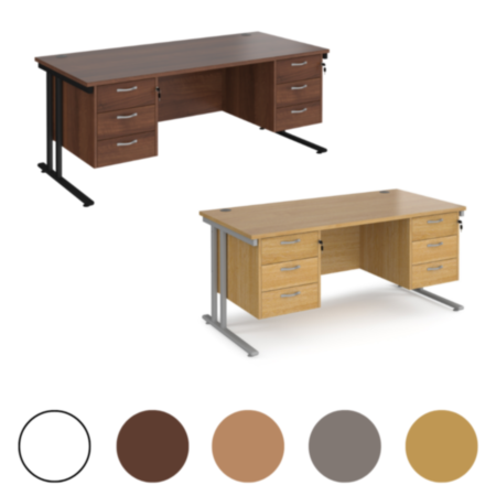 Maestro 25 Straight Office Desk with Two x 3 Drawer Pedestals