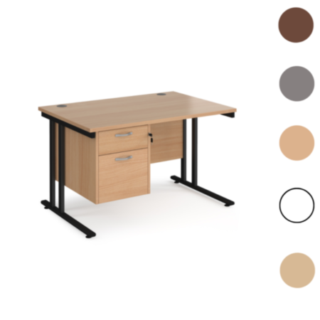 Maestro 25 Straight Office Desk with 2 drawer pedestal and Cantilever Leg Frame