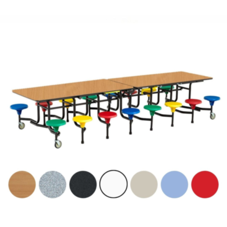 Sico Early Years 16 Seater Rectangular Mobile Folding School Lunch Table and Chairs Set
